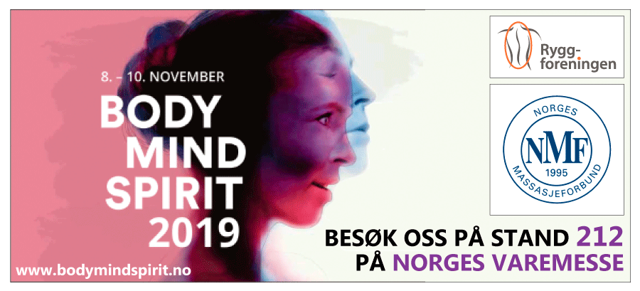 Bli med Ryggforeningen og Massasjeforbundet på Body Mind Spirit 2019 – Festivalen for hele deg